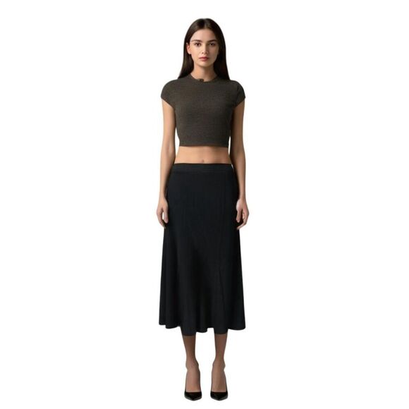 Eileen Fisher Black Flounce Skirt Size M - Picture 1 of 10